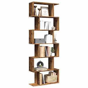 Knihovna/dělící stěna 6patrová old wood 70x24x193 cm kompozit - obrázek 1
