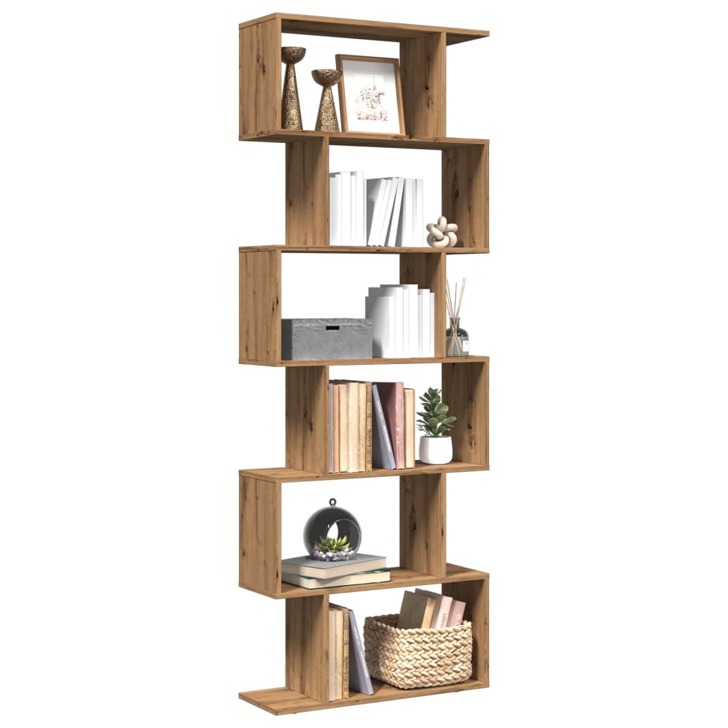 Raumteiler-Bücherregal 6 Etagen Artisan-Eiche 70x24x193 cm