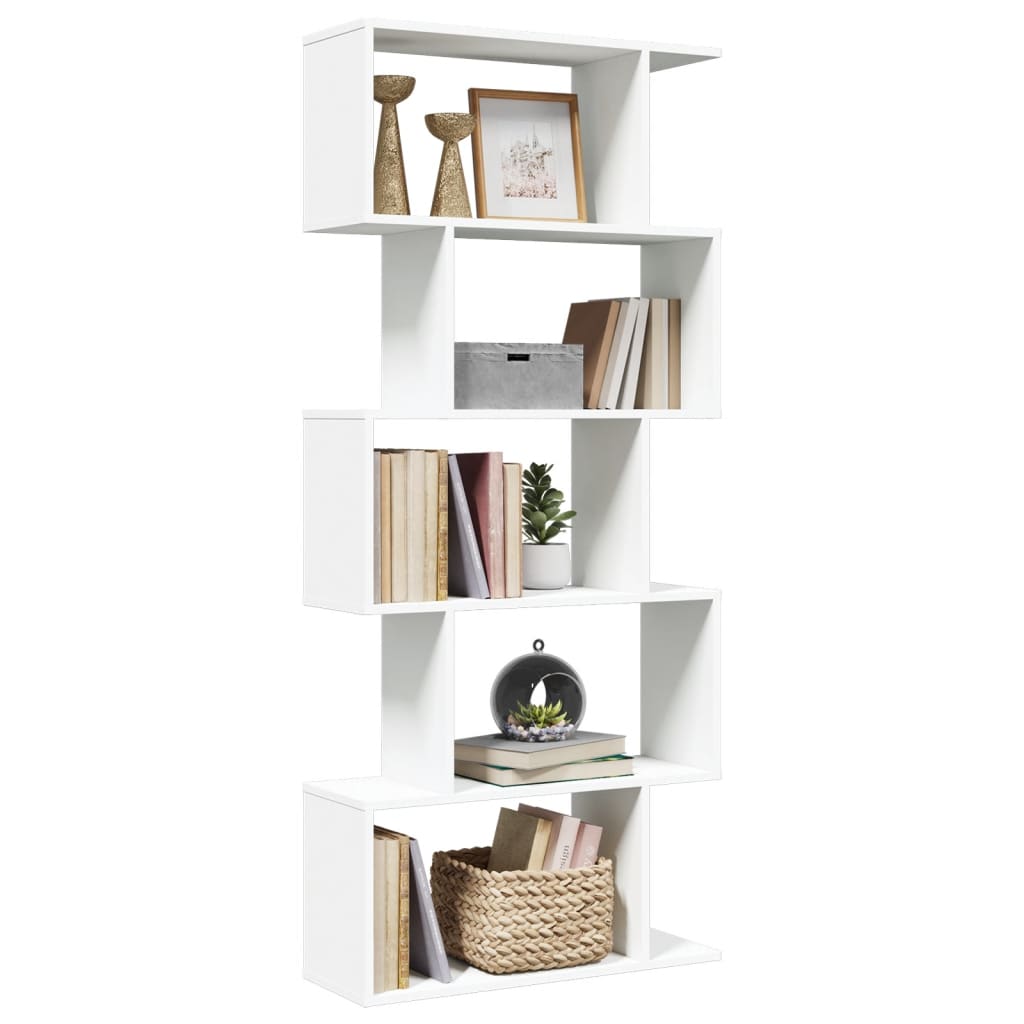 vidaXL Raumteiler-Bücherregal 5 Etagen Weiß 70x24x161 cm Holzwerkstoff