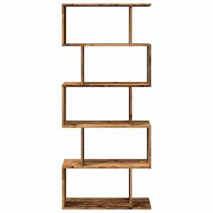 Knihovna/dělící stěna 5patrová old wood 70x24x161 cm kompozit - obrázek 5