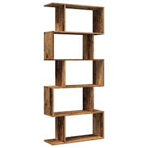 Knihovna/dělící stěna 5patrová old wood 70x24x161 cm kompozit - obrázek 7