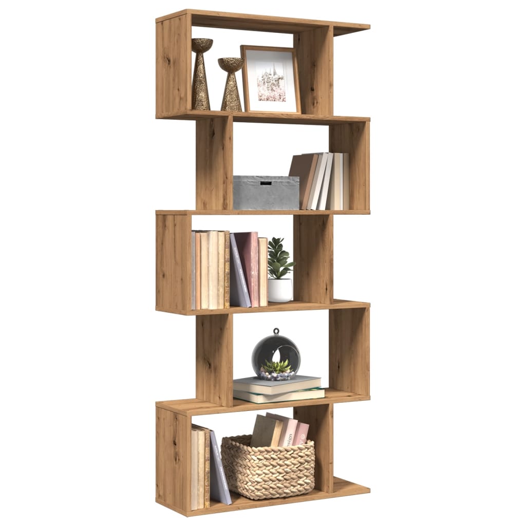 vidaXL Raumteiler-Bücherregal 5 Etagen Artisan-Eiche 70x24x161 cm