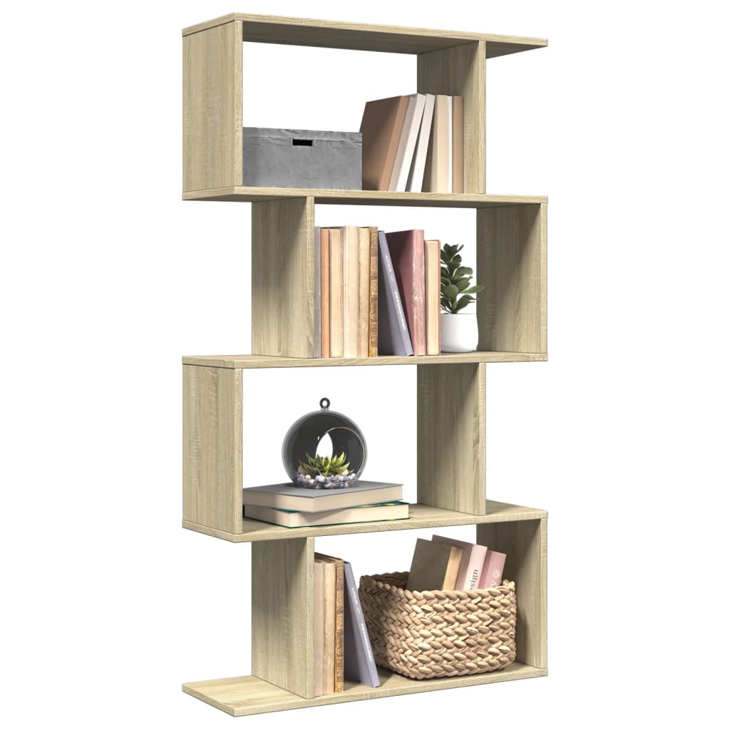 vidaXL Raumteiler-Bücherregal 4 Böden Sonoma-Eiche 70x24x129 cm