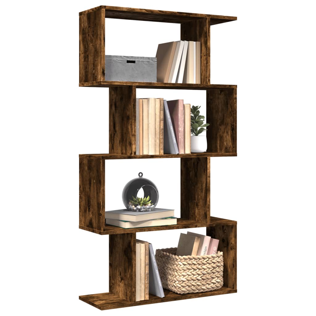 vidaXL Raumteiler-Bücherregal 4 Böden Räuchereiche 70x24x129 cm