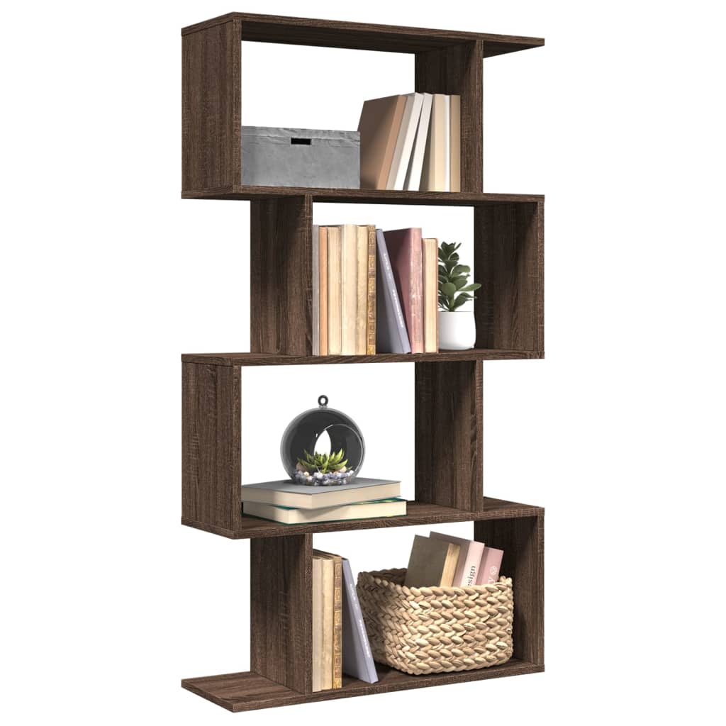 vidaXL Raumteiler-Bücherregal 4 Böden Braun Eichen-Optik 70x24x129 cm