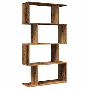 Knihovna/dělící stěna 4patrová old wood 70x24x129 cm kompozit - obrázek 2