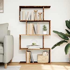 Knihovna/dělící stěna 4patrová old wood 70x24x129 cm kompozit - obrázek 3