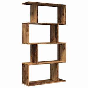 Knihovna/dělící stěna 4patrová old wood 70x24x129 cm kompozit - obrázek 7