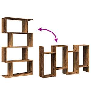 Knihovna/dělící stěna 4patrová old wood 70x24x129 cm kompozit - obrázek 8