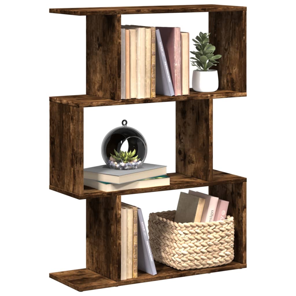 vidaXL Raumteiler-Bücherregal 3 Fächer Räuchereiche 70x24x97 cm