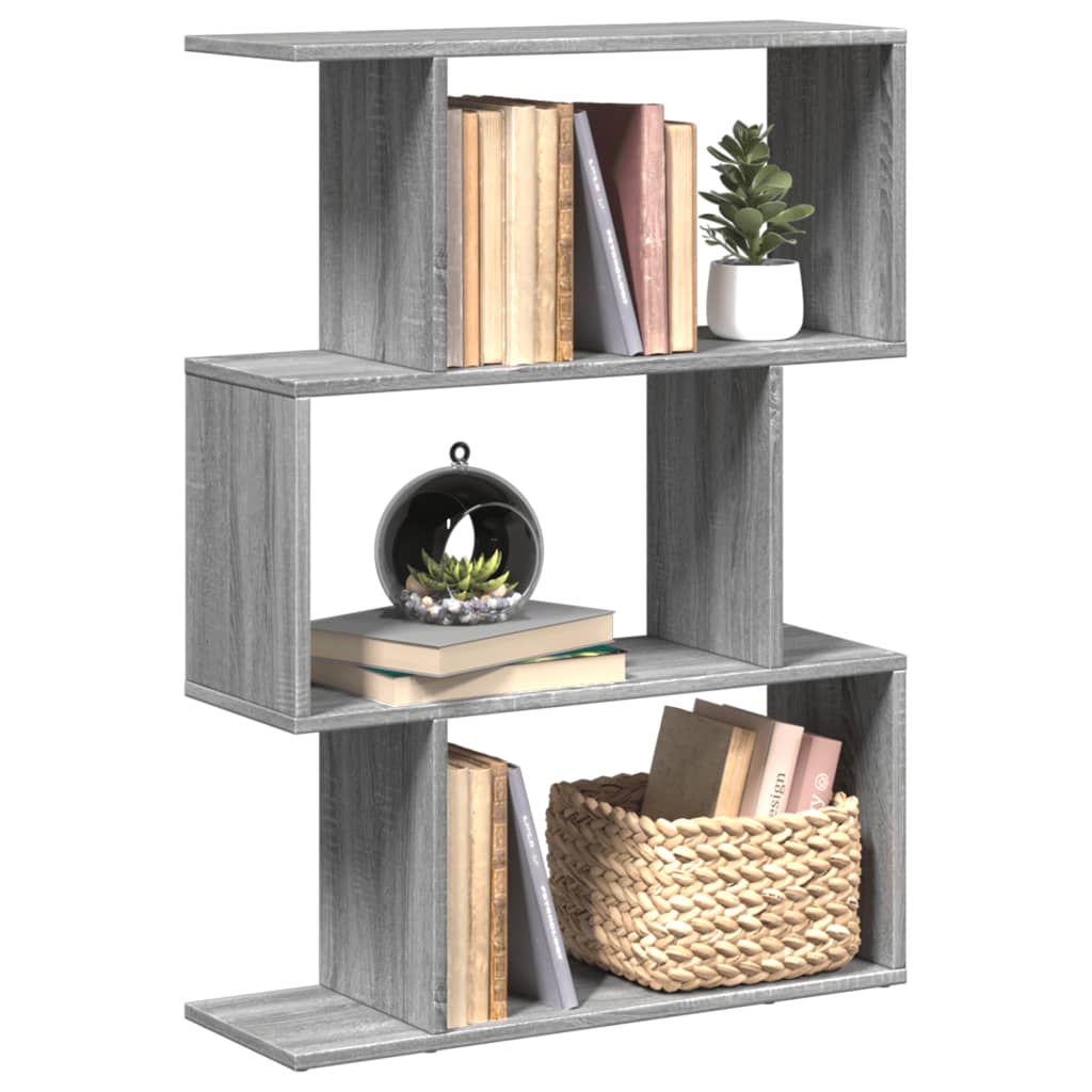 vidaXL Raumteiler-Bücherregal 3 Fächer Grau Sonoma 70x24x97 cm