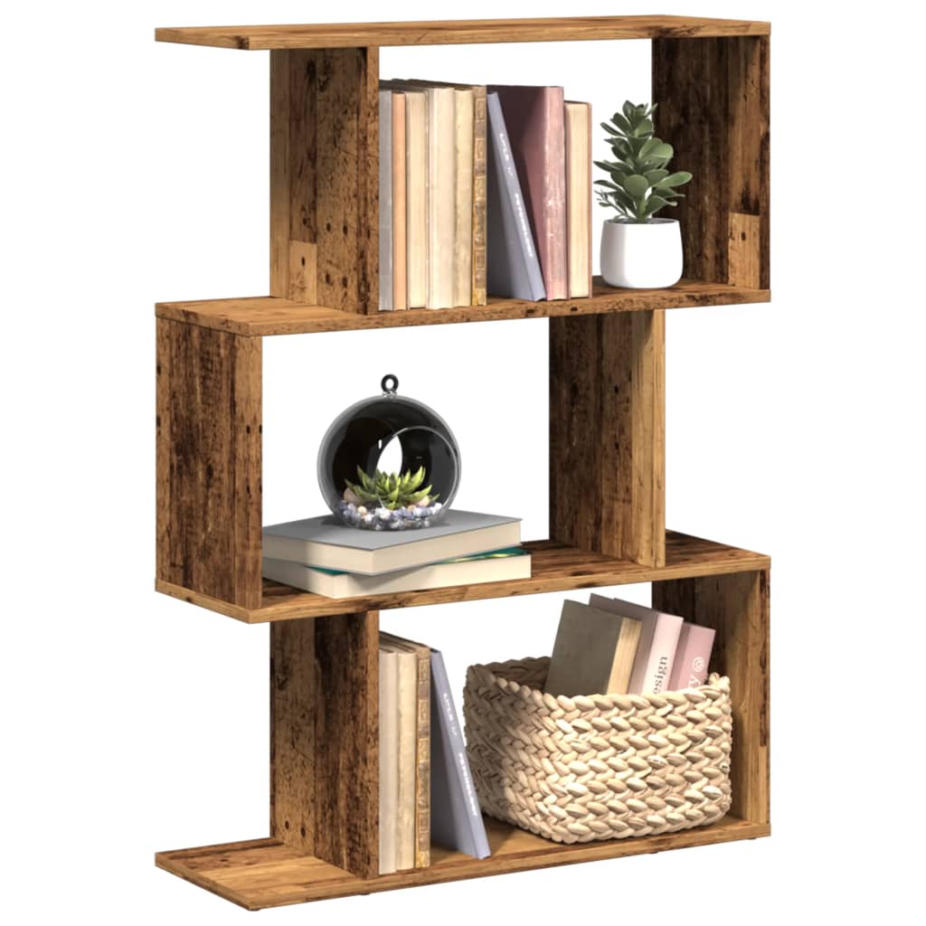 vidaXL Raumteiler-Bücherregal 3 Fächer Altholz-Optik 70x24x97 cm