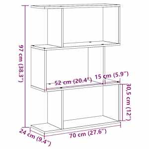 Knihovna/dělicí stěna 3patrová dub artisan 70x24x97 cm kompozit - obrázek 11
