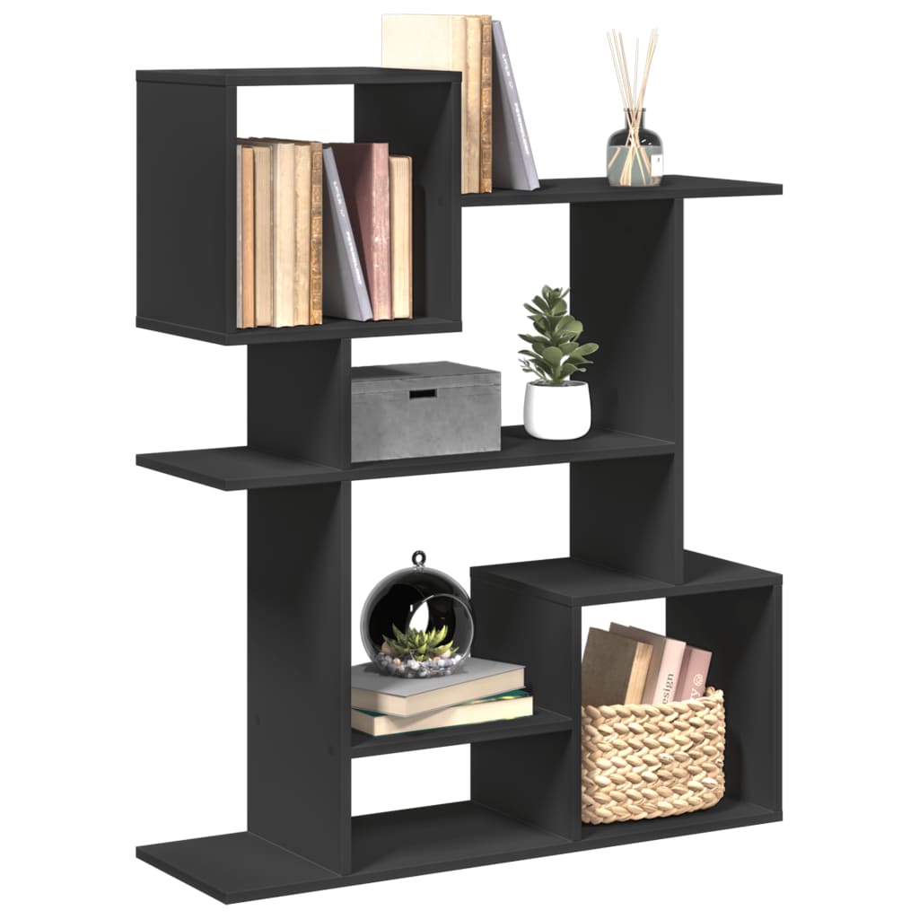 vidaXL Raumteiler-Bücherregal Schwarz 92x29x112 cm Holzwerkstoff