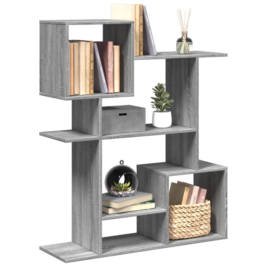 vidaXL Raumteiler-Bücherregal Grau Sonoma 92x29x112 cm Holzwerkstoff