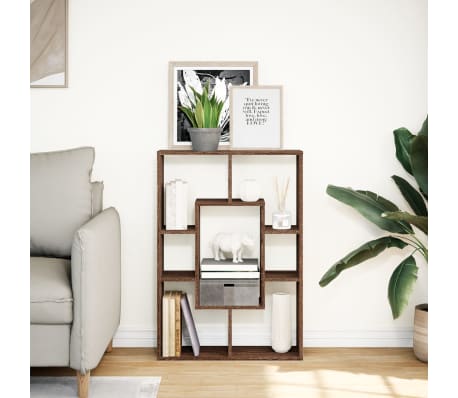 vidaXL Bookcase Brown Oak Engineered Wood Medium Bookcase Rectangular