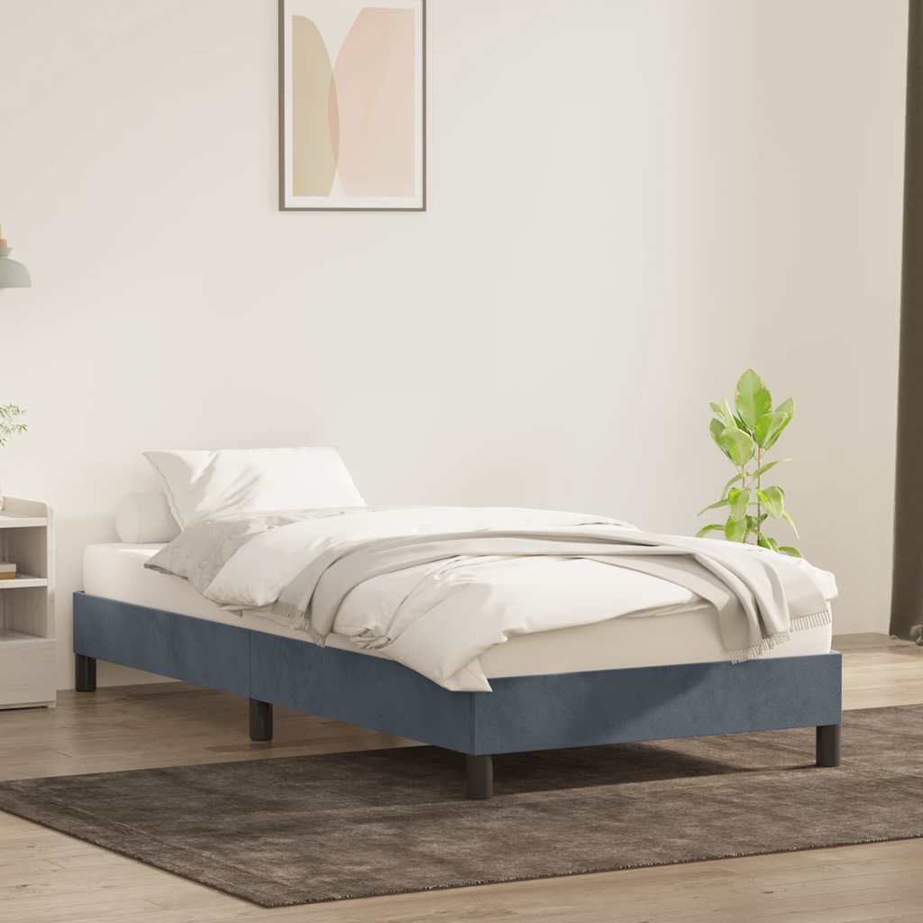 vidaXL Bedframe zonder matras 80x210 cm fluweel donkergrijs grijs, foto 2
