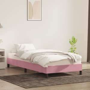 Rám postele bez matrací růžová 80x210 cm samet - obrázek 3