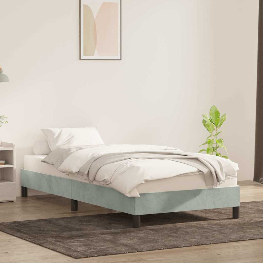 vidaXL Bedframe zonder matras 90x210 cm fluweel lichtgrijs grijs, foto 2