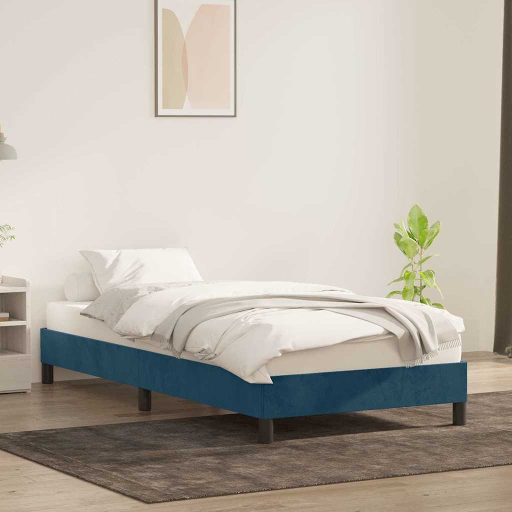 vidaXL Bedframe zonder matras 90x210 cm fluweel donkerblauw blauw, foto 2