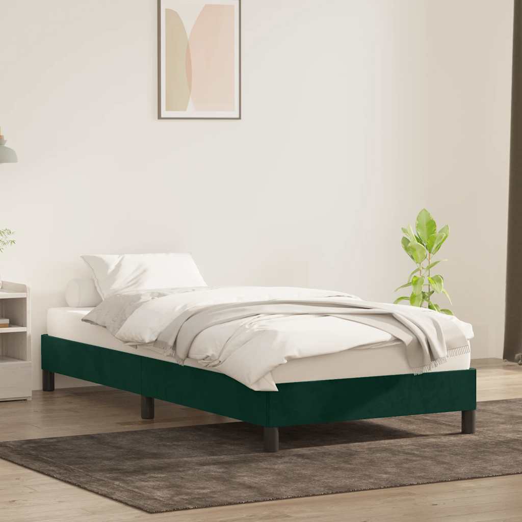 vidaXL Bedframe zonder matras 100x210 cm fluweel donkergroen groen, foto 2