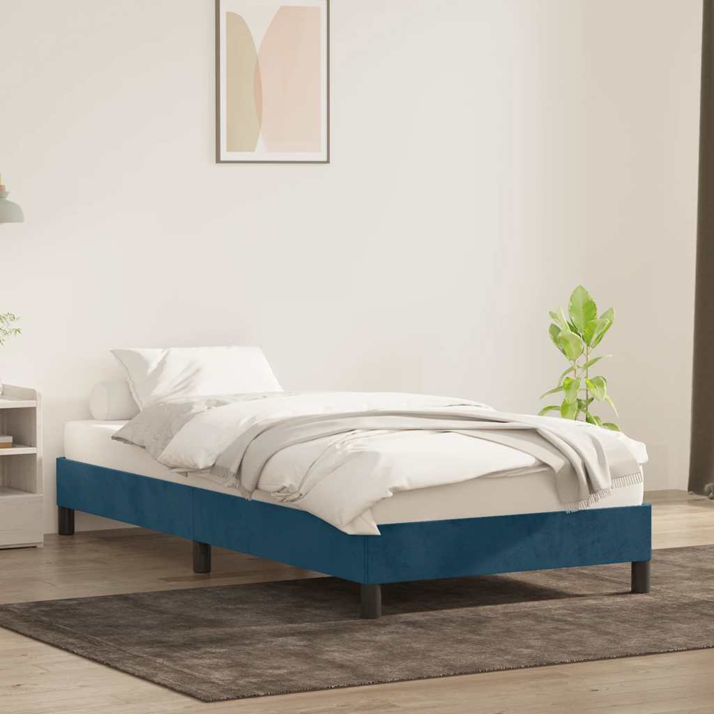 vidaXL Bedframe zonder matras 100x210 cm fluweel donkerblauw blauw, foto 2