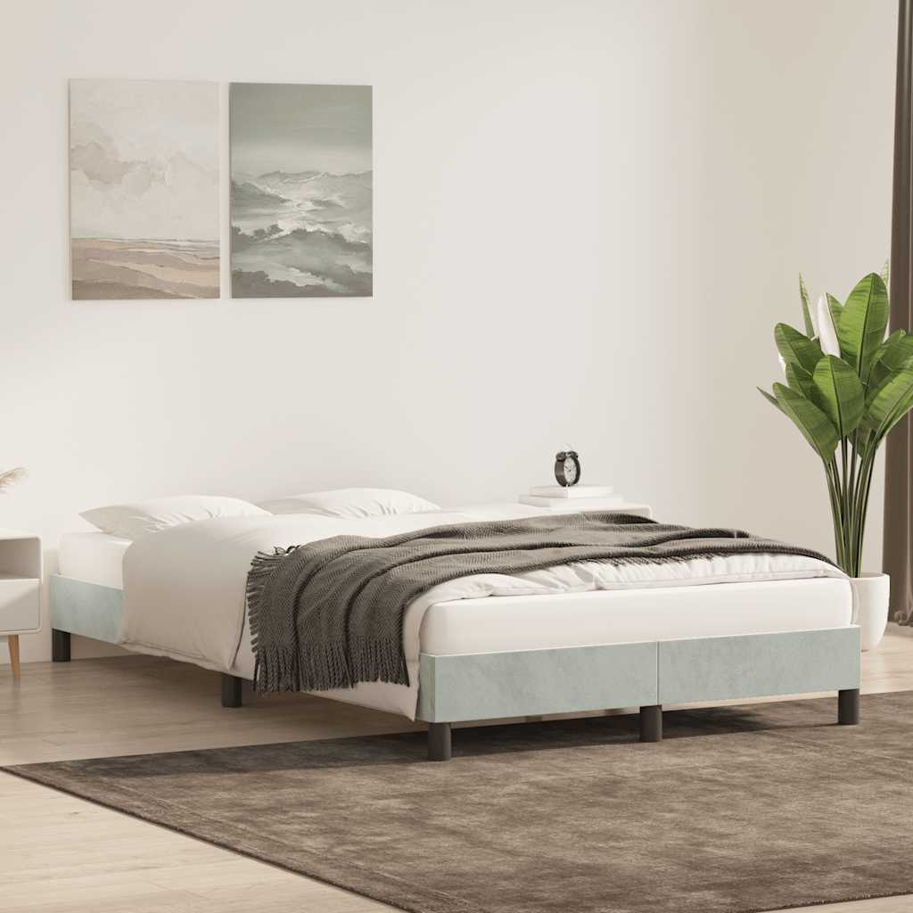 vidaXL Bedframe zonder matras 120x210 cm fluweel lichtgrijs afbeelding