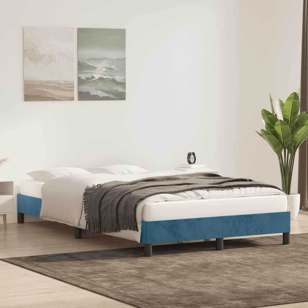 vidaXL Bedframe zonder matras 120x210 cm fluweel donkerblauw afbeelding