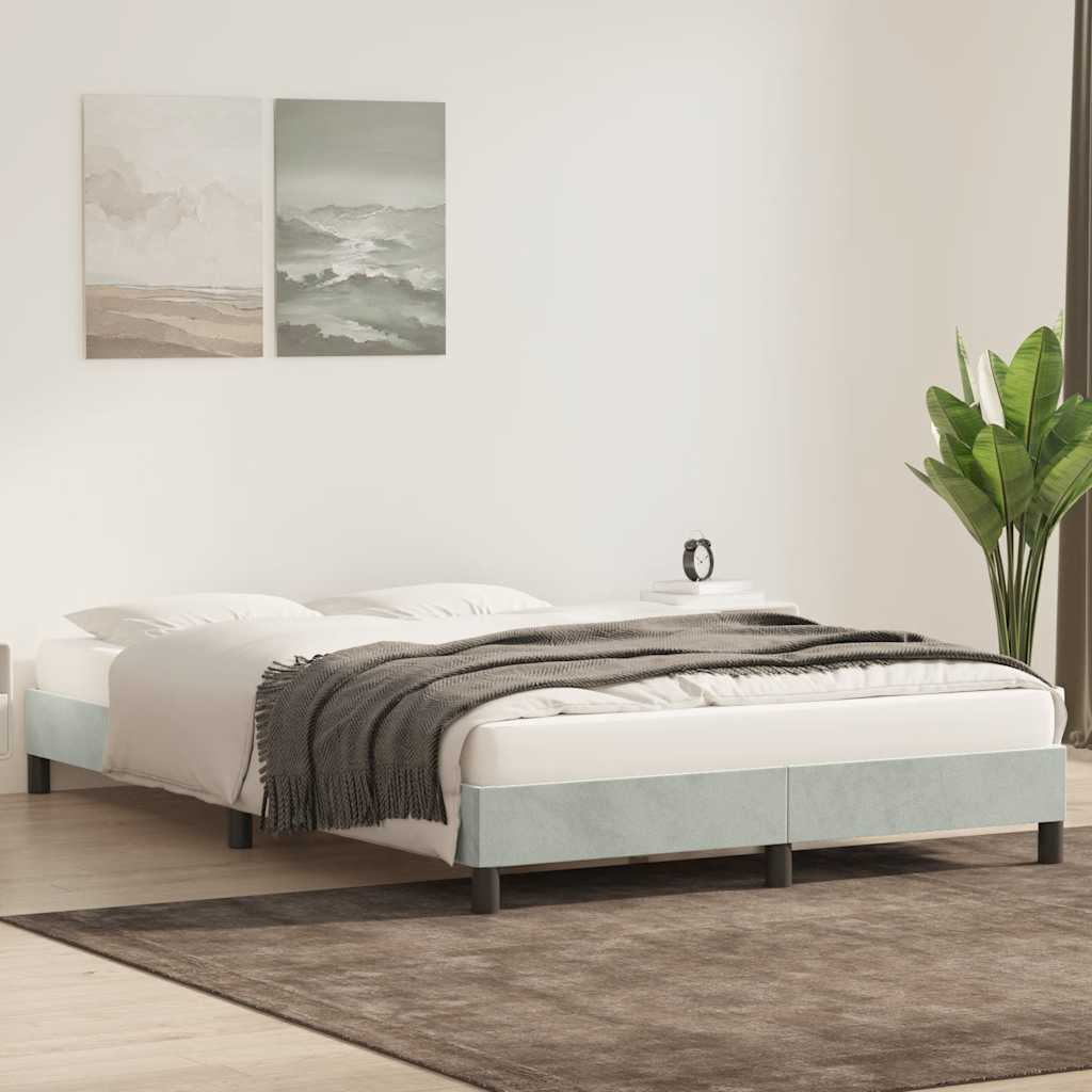 vidaXL Bedframe zonder matras 140x210 cm fluweel lichtgrijs afbeelding