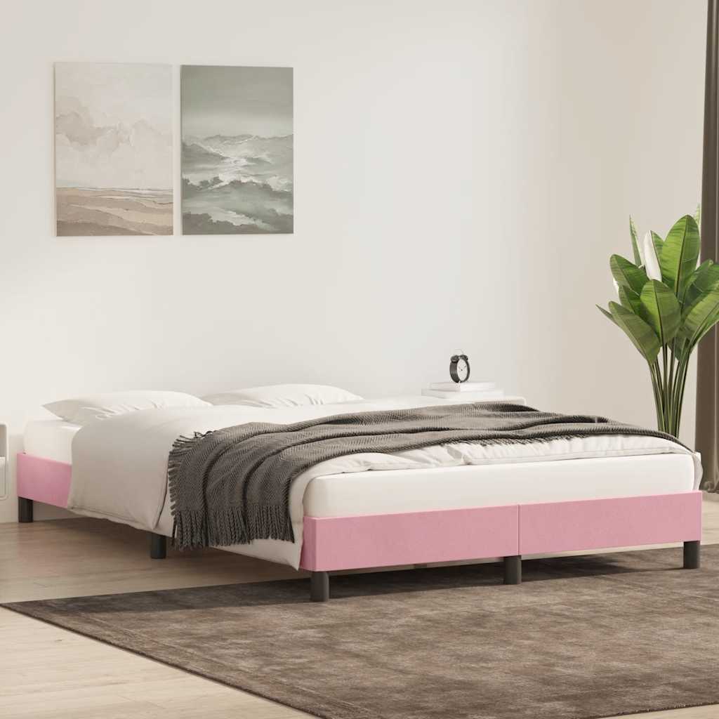 Thumbnail - vidaXL Bettgestell ohne Matratze Rosa 160x210 cm Samt