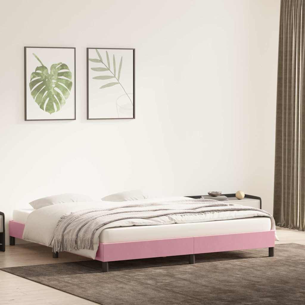 vidaXL Bedframe zonder matras 180x210 cm fluweel roze afbeelding