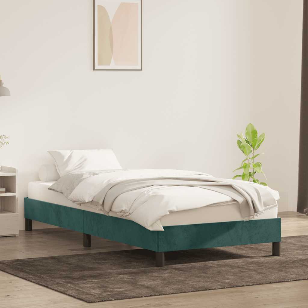 vidaXL Bedframe zonder matras 80x220 cm fluweel donkergroen afbeelding