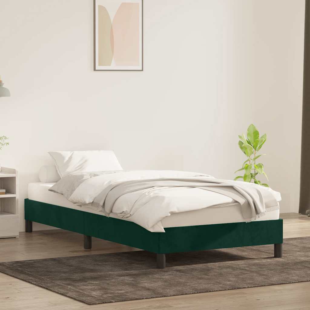vidaXL Bedframe zonder matras 80x220 cm fluweel donkergroen groen, foto 2