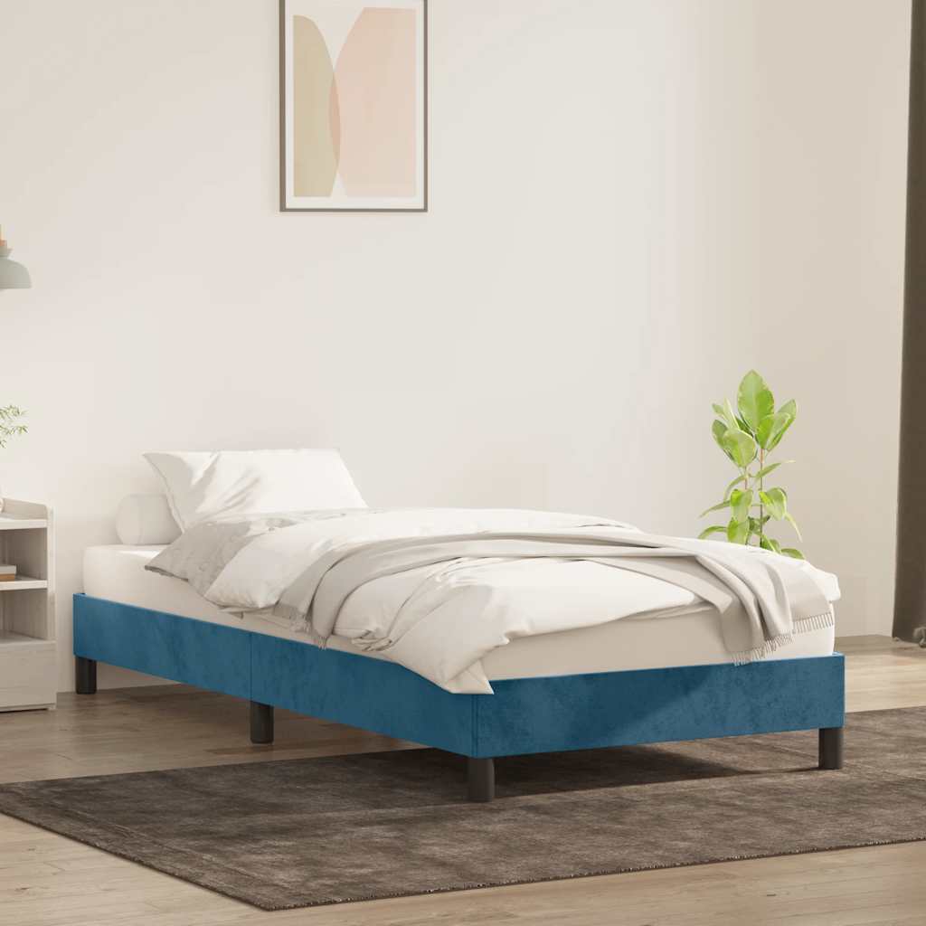 vidaXL Bedframe zonder matras 80x220 cm fluweel donkerblauw afbeelding