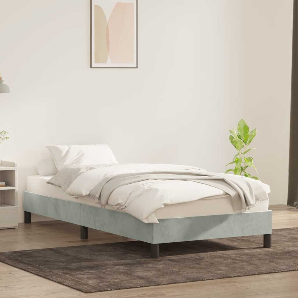 vidaXL Bedframe zonder matras 90x220 cm fluweel lichtgrijs grijs, foto 2