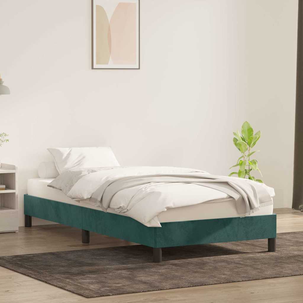 vidaXL Bedframe zonder matras 90x220 cm fluweel donkergroen afbeelding