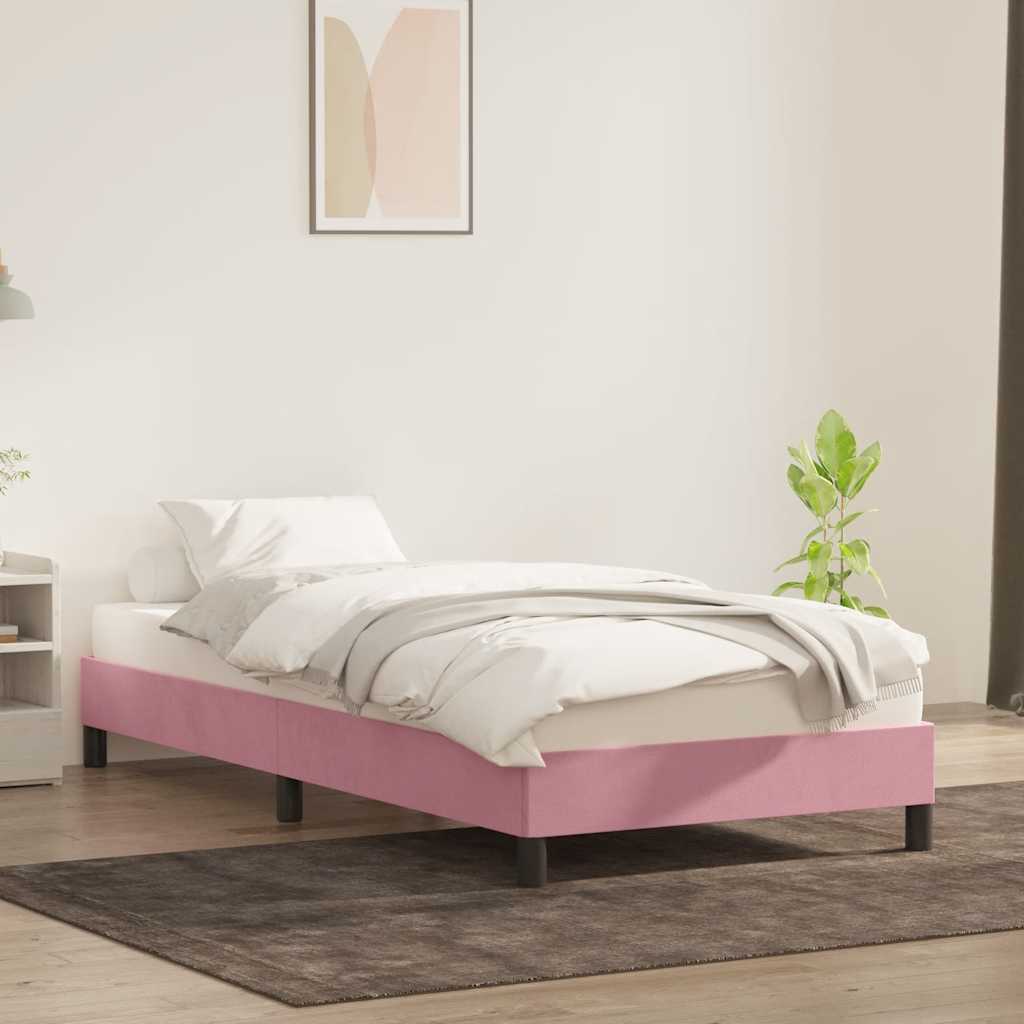 vidaXL Bedframe zonder matras 90x220 cm fluweel roze afbeelding