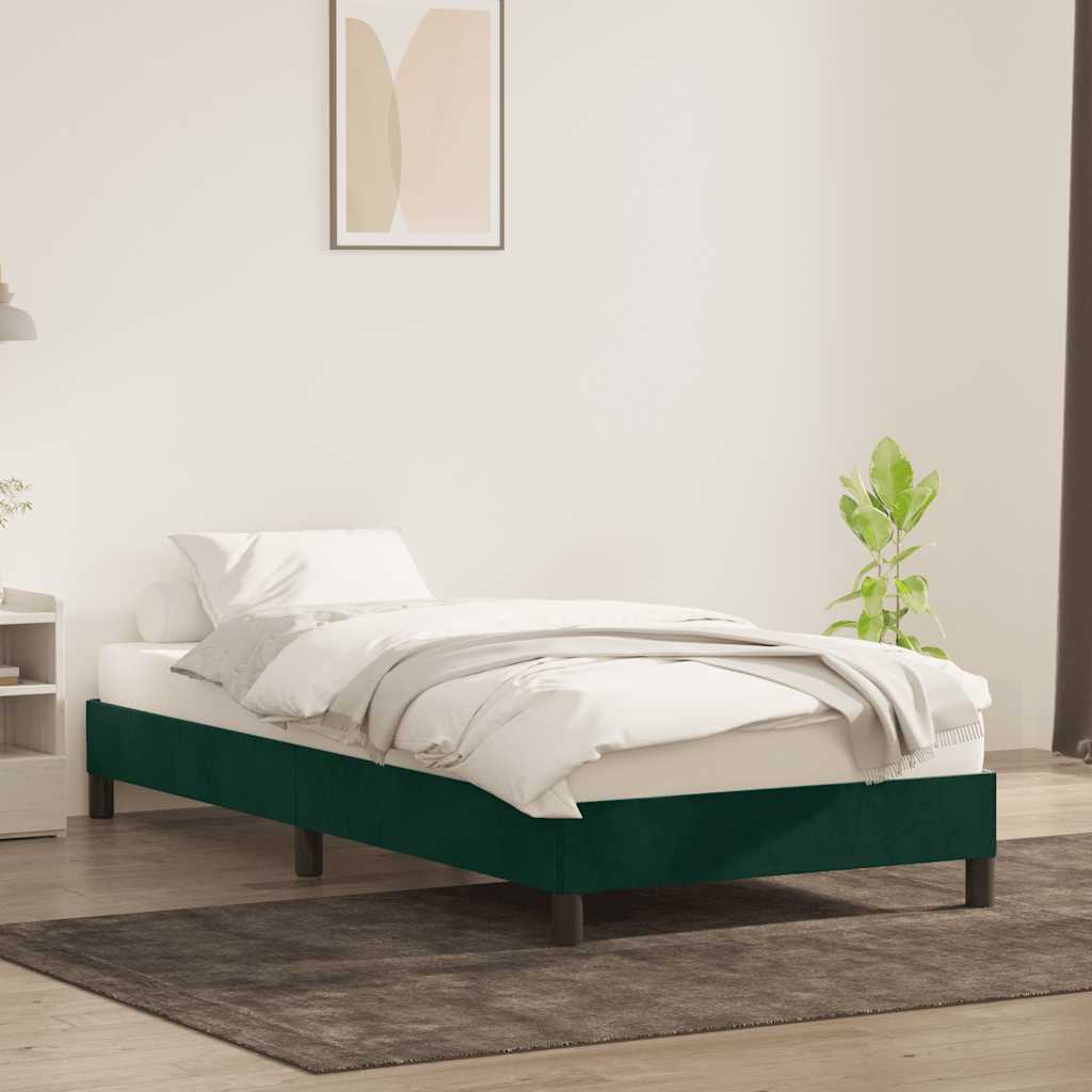 vidaXL Bedframe zonder matras 100x220 cm fluweel donkergroen groen, foto 2