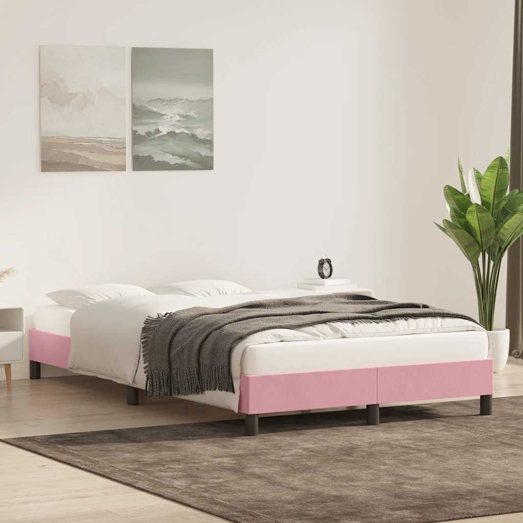 vidaXL Bedframe zonder matras 120x220 cm fluweel roze afbeelding