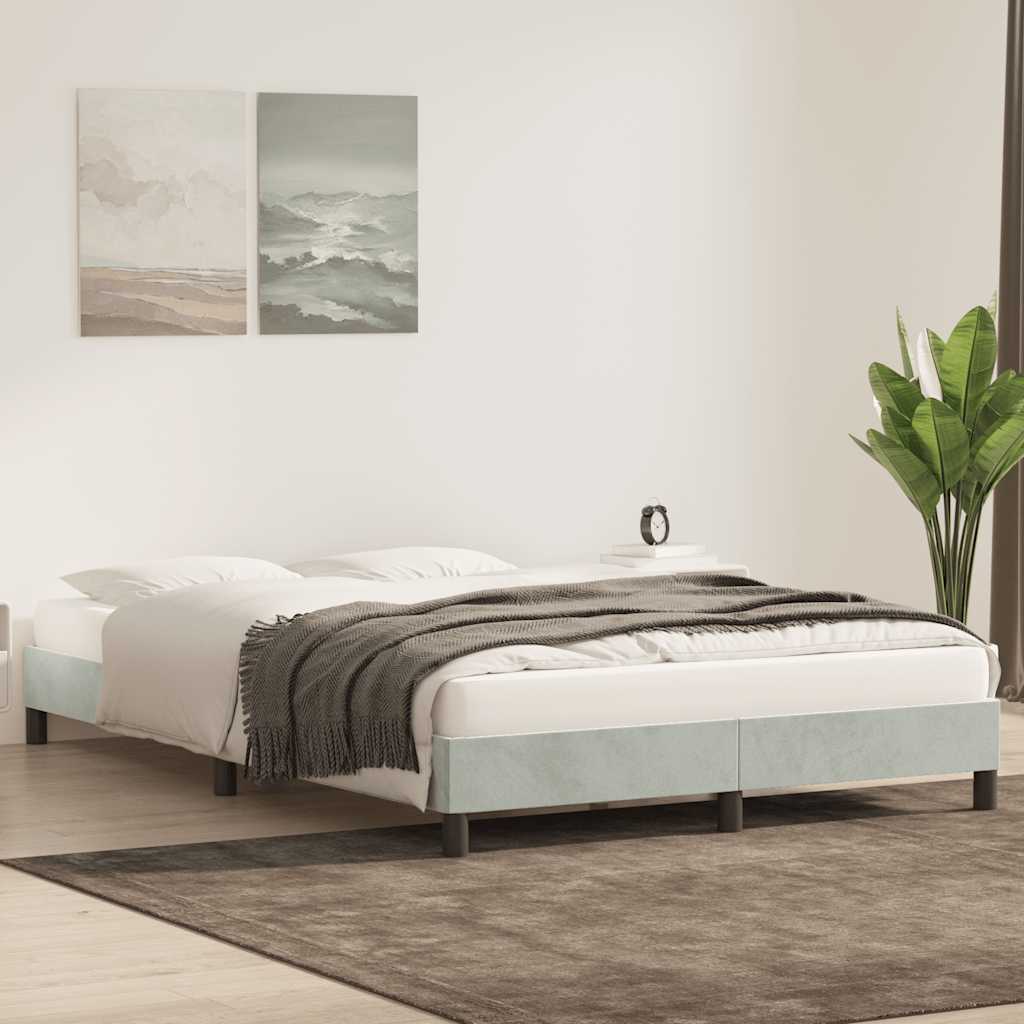 vidaXL Bedframe zonder matras 140x220 cm fluweel lichtgrijs grijs, foto 2