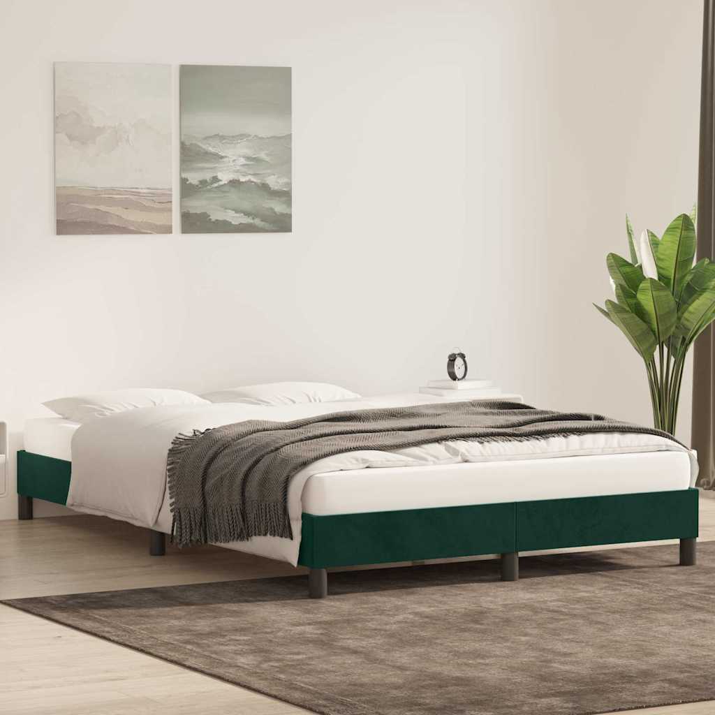 vidaXL Bedframe zonder matras 140x220 cm fluweel donkergroen groen, foto 2