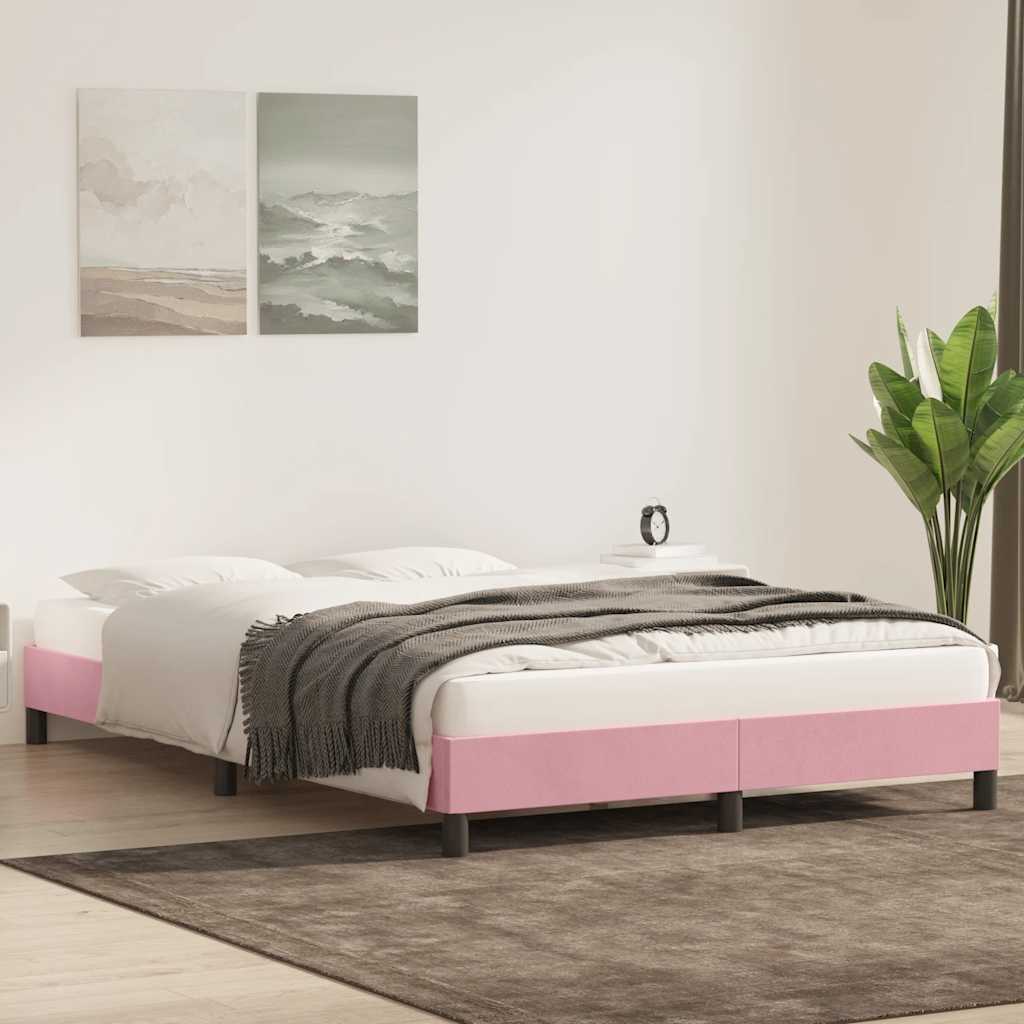 vidaXL Bedframe zonder matras 140x220 cm fluweel roze afbeelding