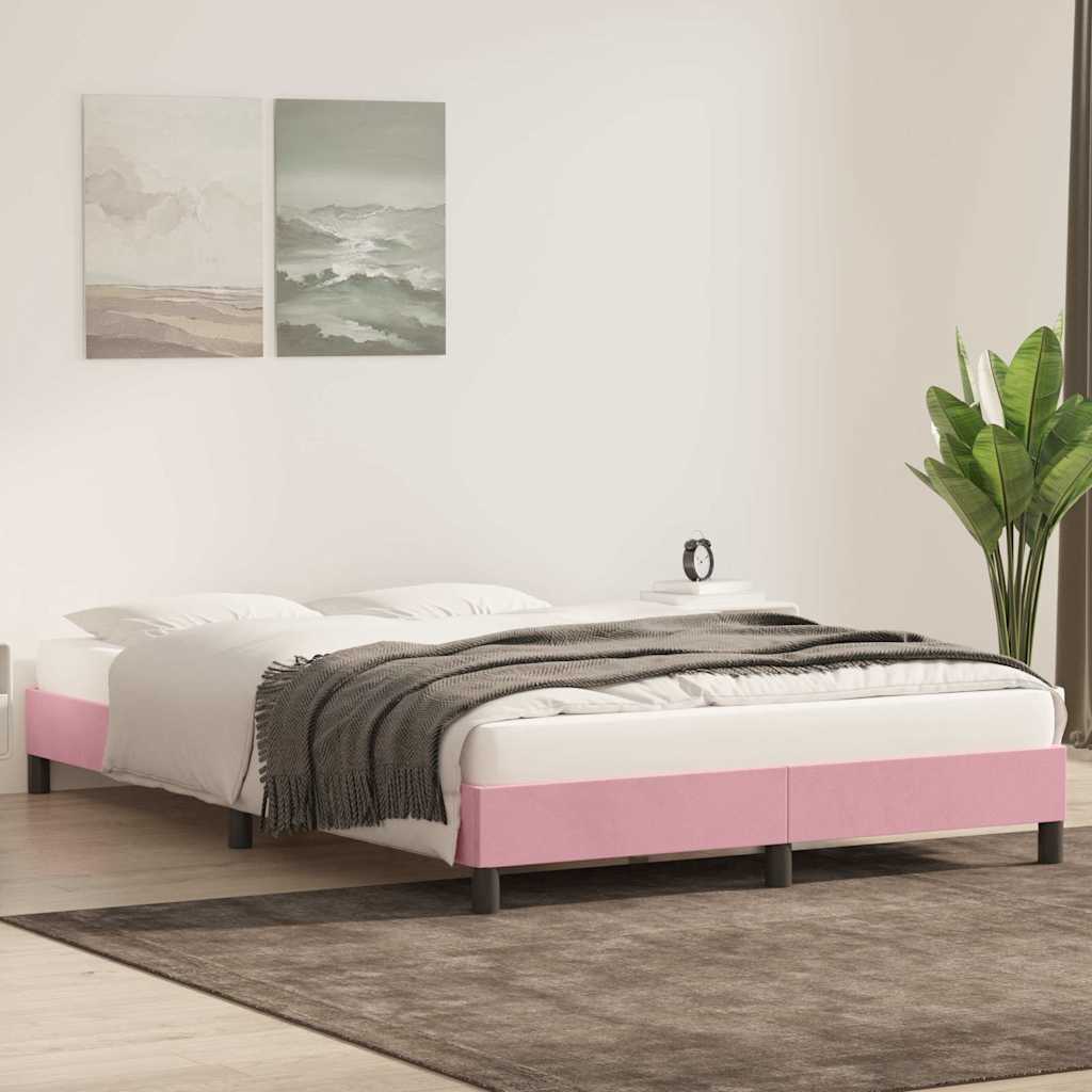 vidaXL Bedframe zonder matras 140x220 cm fluweel roze, foto 2
