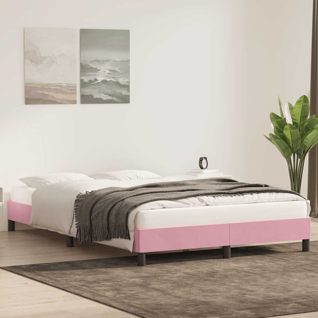 vidaXL Bedframe zonder matras 160x220 cm fluweel roze, foto 2