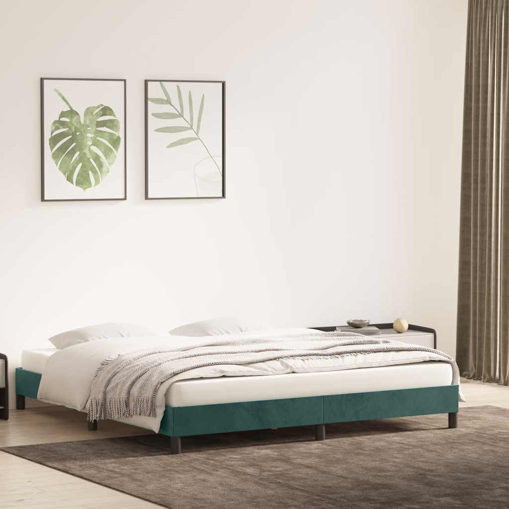 vidaXL Bedframe zonder matras 180x220 cm fluweel donkergroen afbeelding