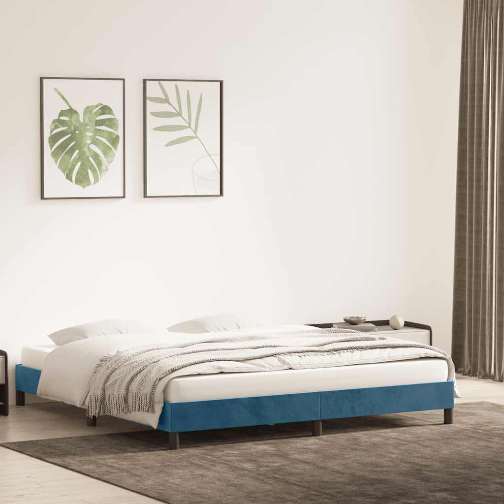 vidaXL Bedframe zonder matras 180x220 cm fluweel donkerblauw afbeelding
