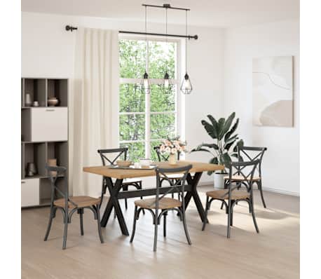 vidaXL Dining Table NOAIN X-Shaped Legs 160x90x75 cm Solid Wood Pine