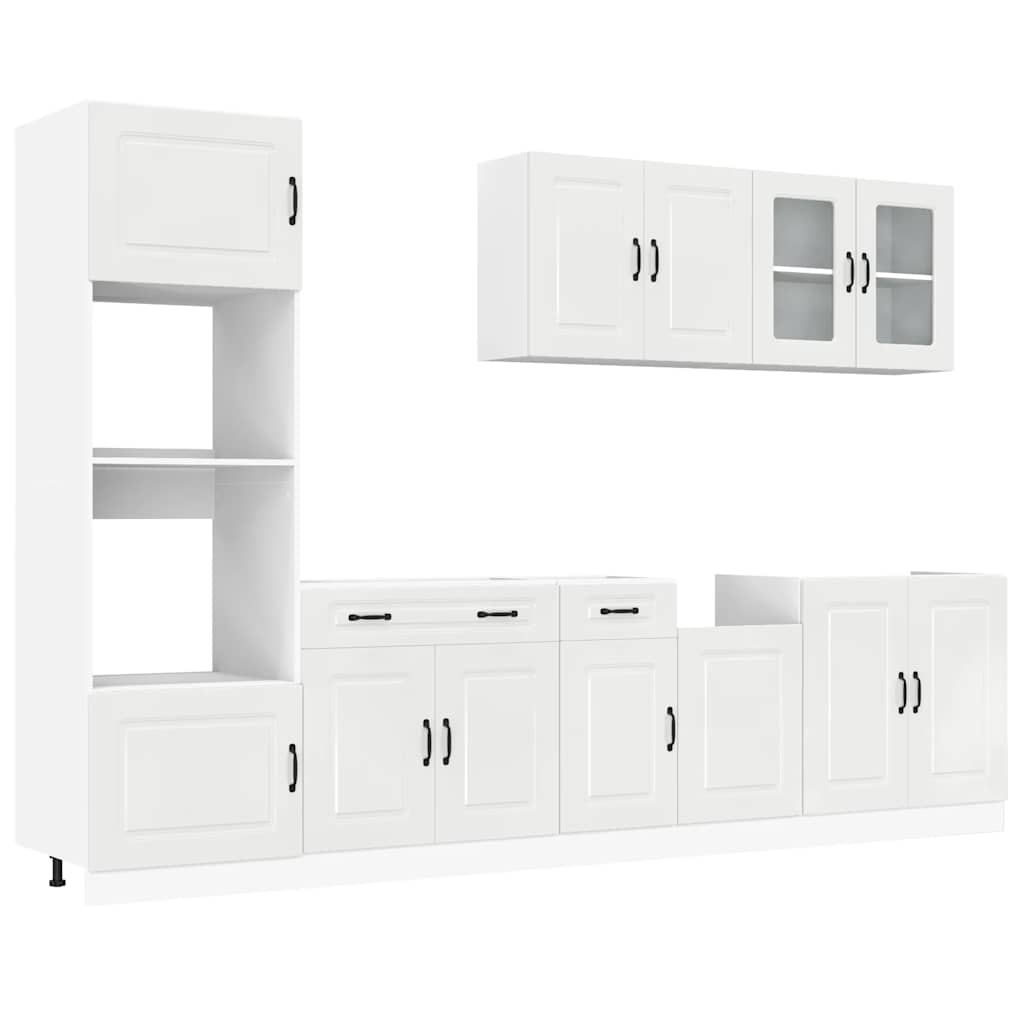 vidaXL Set dulap de bucătărie 7 piese „Kalmar” alb lucios Lemn