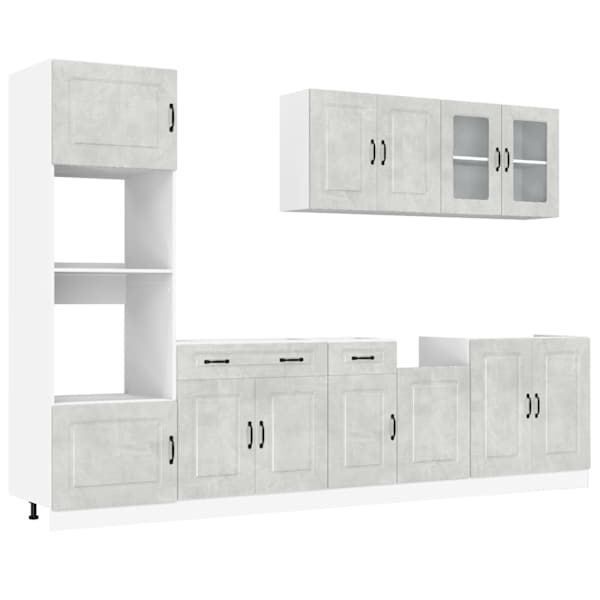 vidaXL 7-osaline k&ouml;&ouml;gikapi komplekt Kalmar, betoonhall, tehispuit