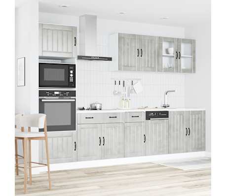 vidaXL Ensemble de 7 meubles de cuisine "Lucca" en bois d'ing&eacute;nierie gris b&eacute;ton